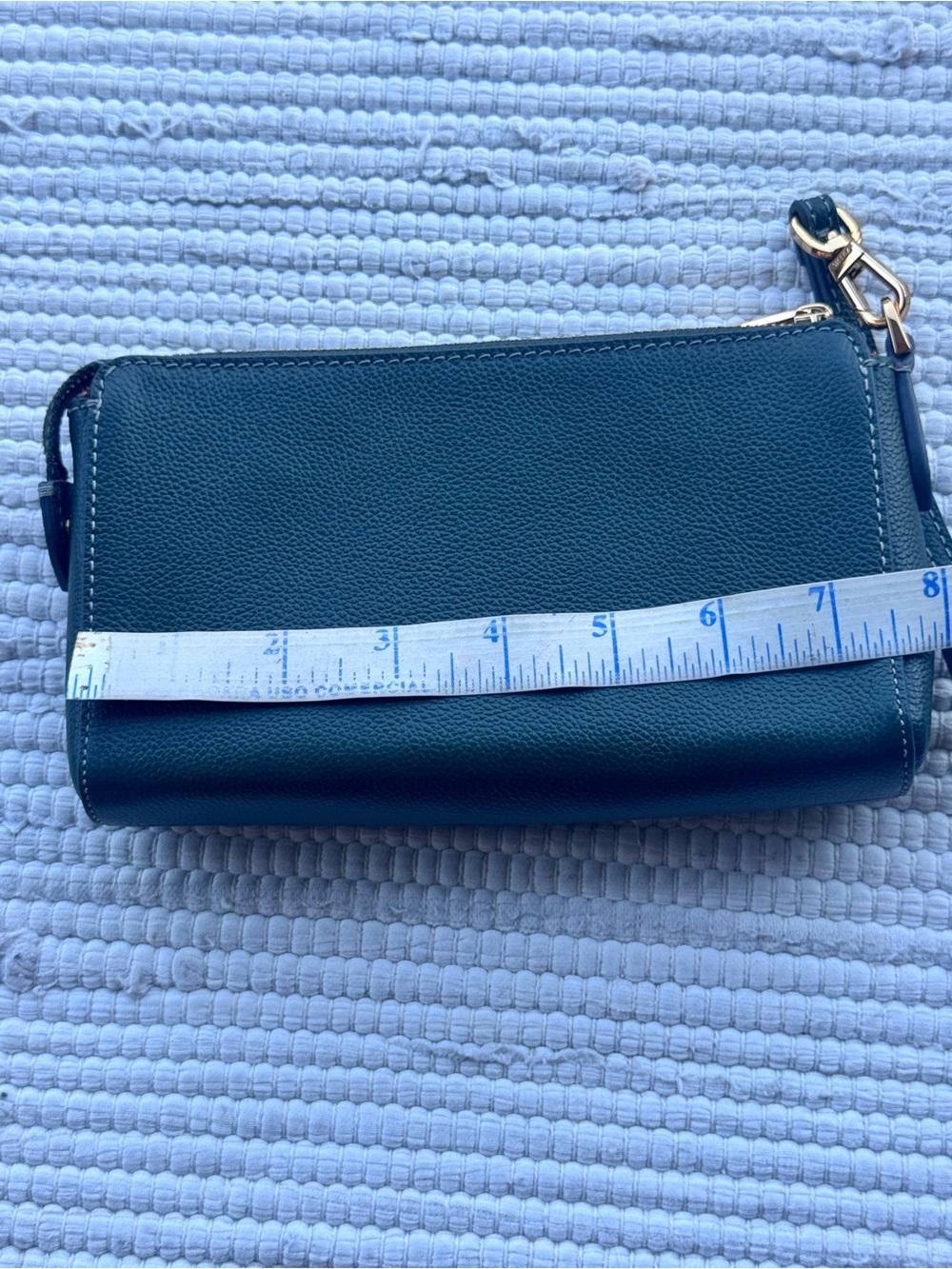 Fossil Logan RFID Zip Wristlet Viridian Green Structured Leather NWT - Picture 11 of 12